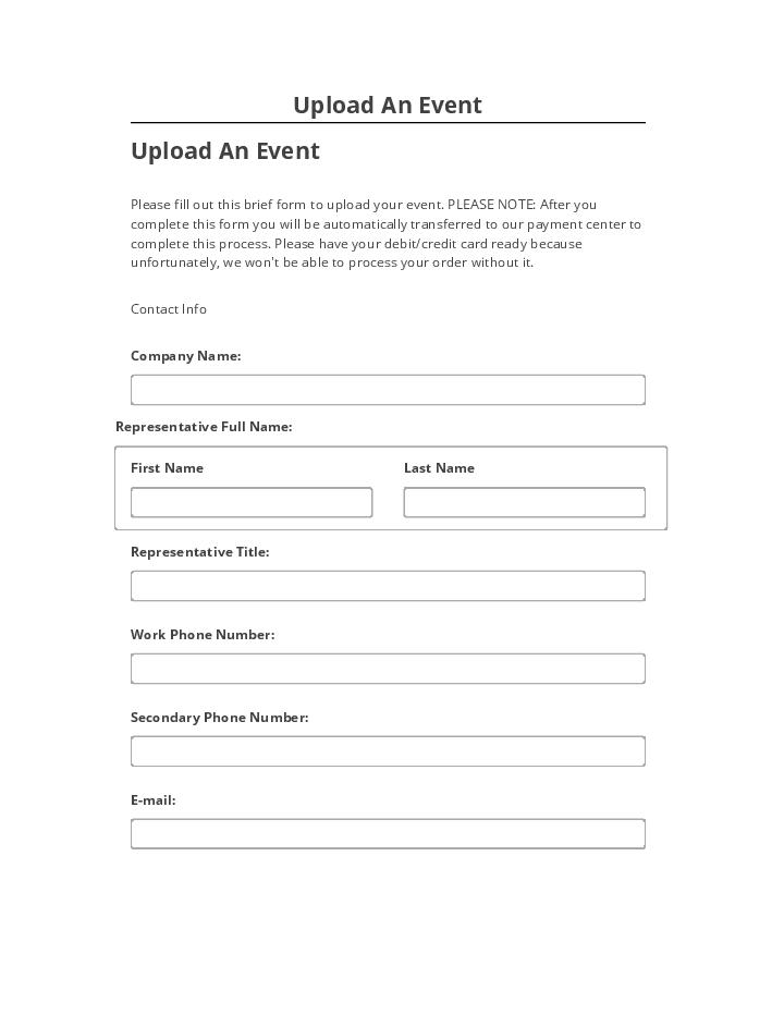 Arrange Upload An Event in Netsuite