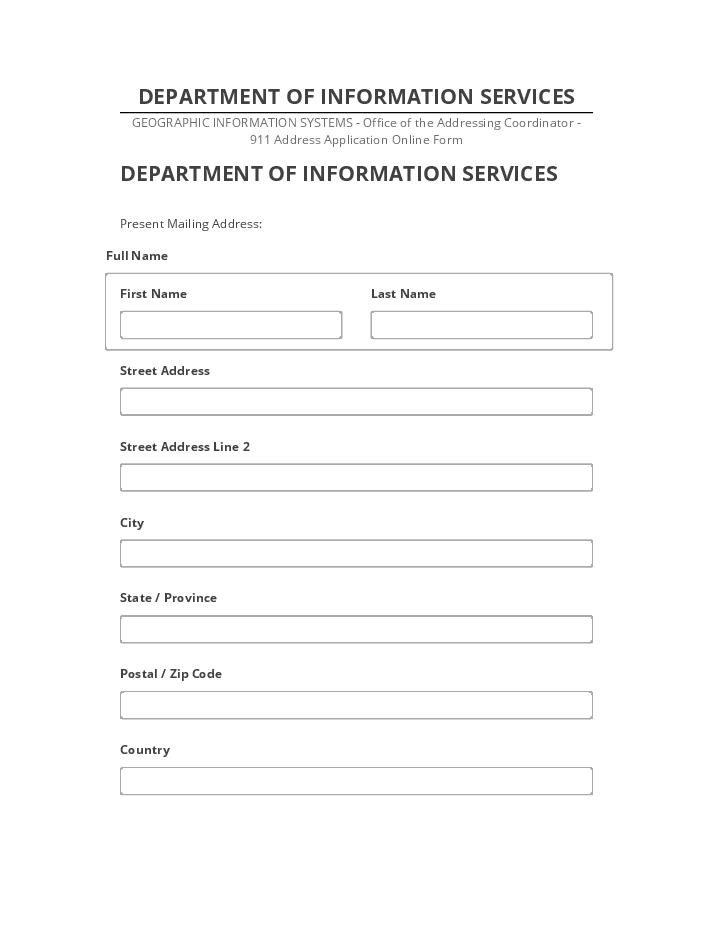 Arrange DEPARTMENT OF INFORMATION SERVICES in Netsuite