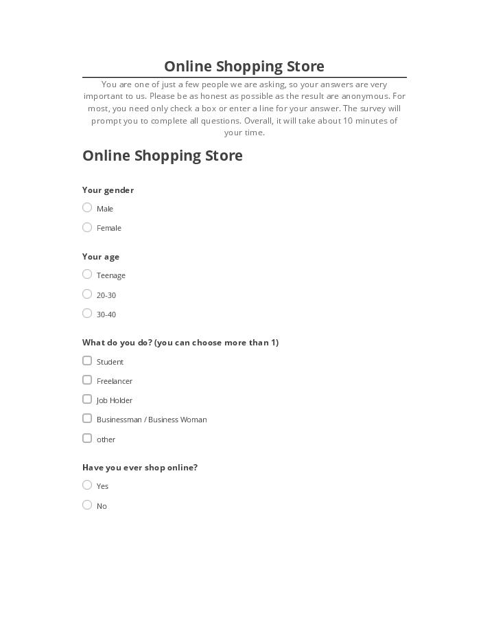 Pre-fill Online Shopping Store