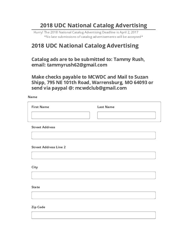 Pre-fill 2018 UDC National Catalog Advertising from Netsuite