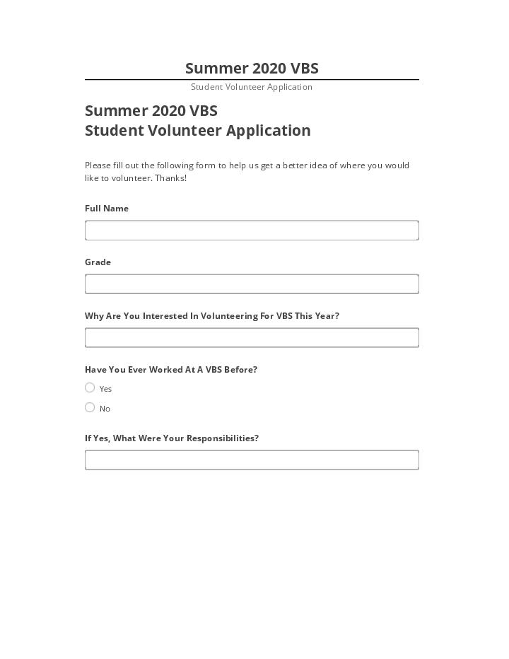 Arrange Summer 2020 VBS