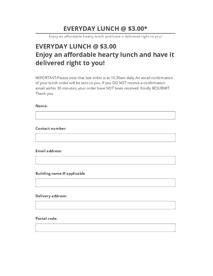Synchronize EVERYDAY LUNCH @ $3.00* with Netsuite