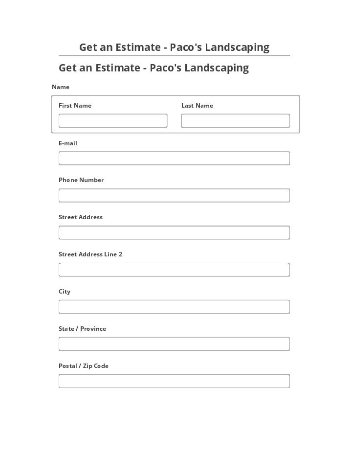 Pre-fill Get an Estimate - Paco's Landscaping from Microsoft Dynamics
