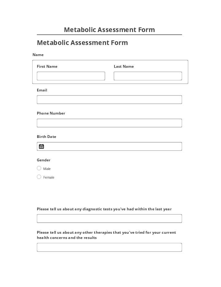Manage Metabolic Assessment Form