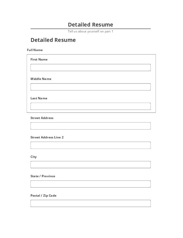 Manage Detailed Resume