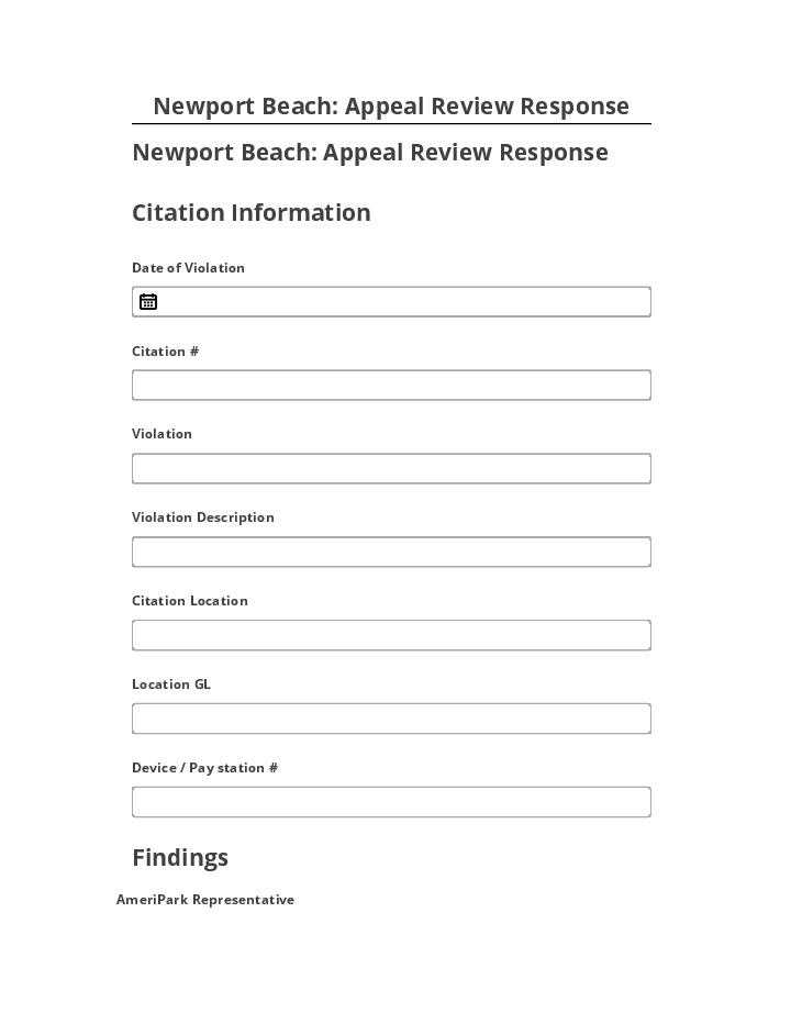 Update Newport Beach: Appeal Review Response