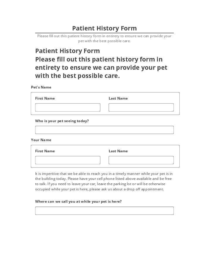 Update Patient History Form from Netsuite
