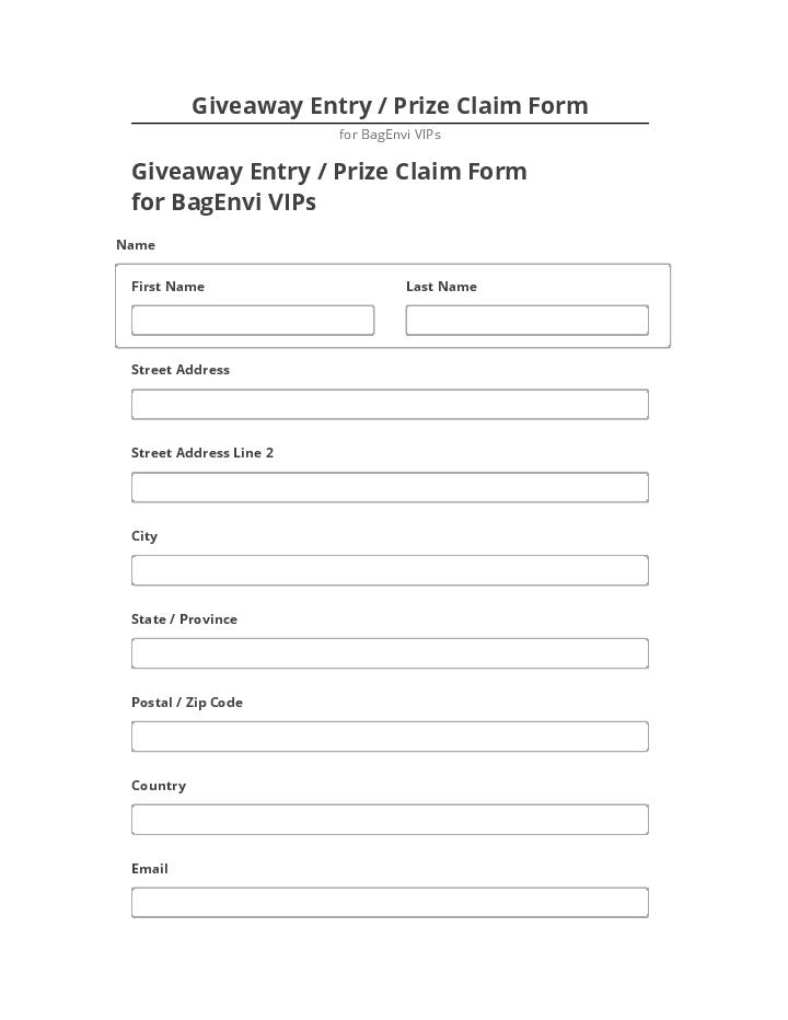 Pre-fill Giveaway Entry / Prize Claim Form from Netsuite