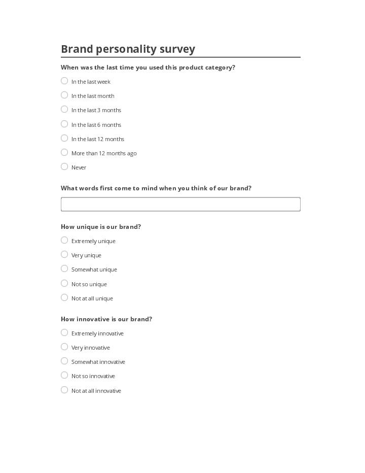 Arrange Brand personality survey