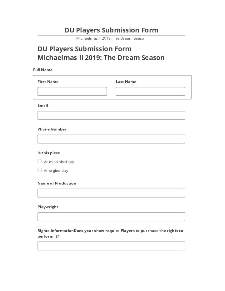 Arrange DU Players Submission Form in Netsuite