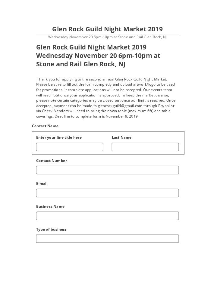 Pre-fill Glen Rock Guild Night Market 2019 from Netsuite