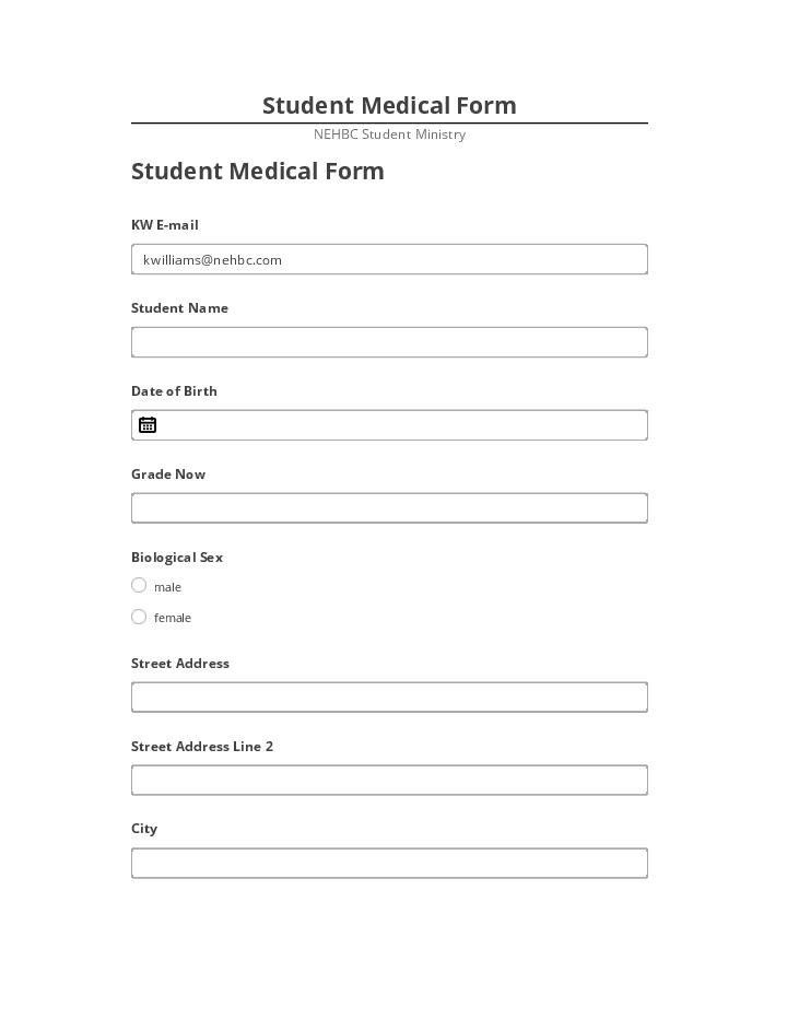 Arrange Student Medical Form in Netsuite