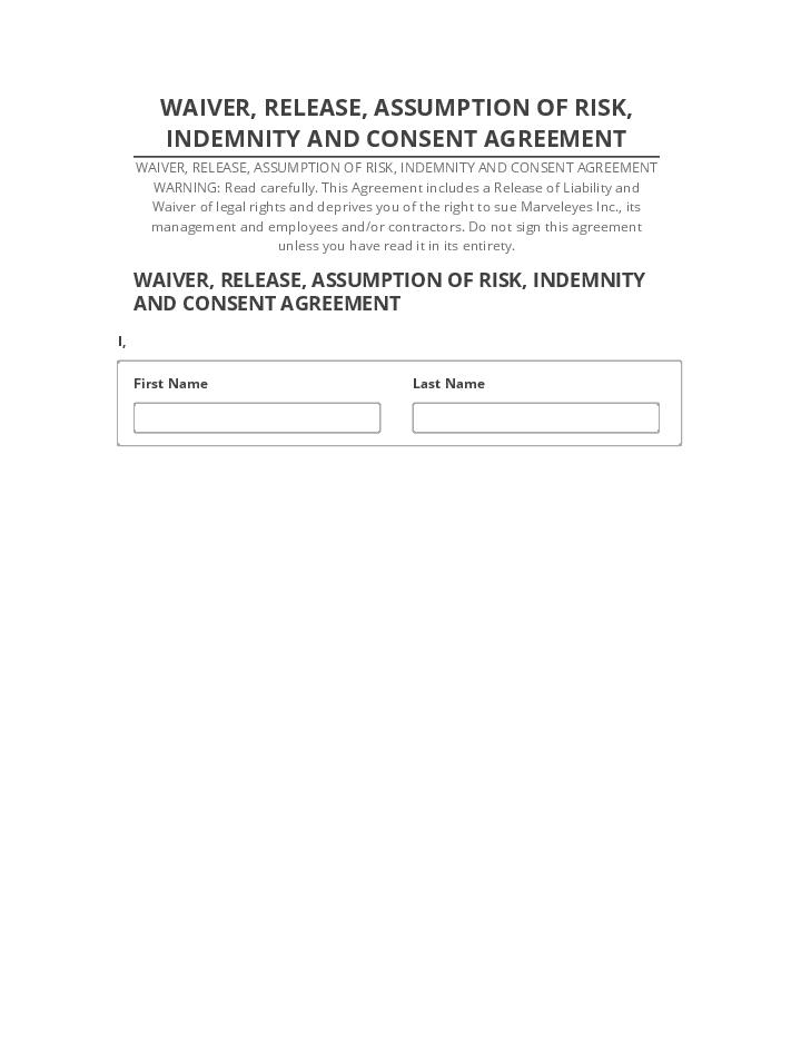 Synchronize WAIVER, RELEASE, ASSUMPTION OF RISK, INDEMNITY AND CONSENT AGREEMENT