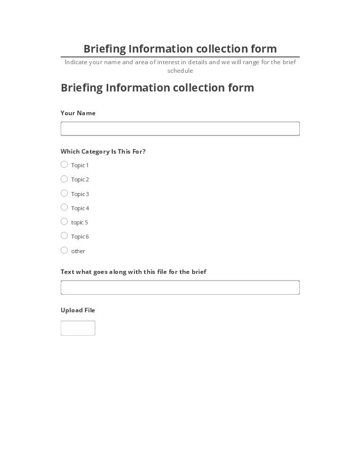 Extract Briefing Information collection form from Salesforce