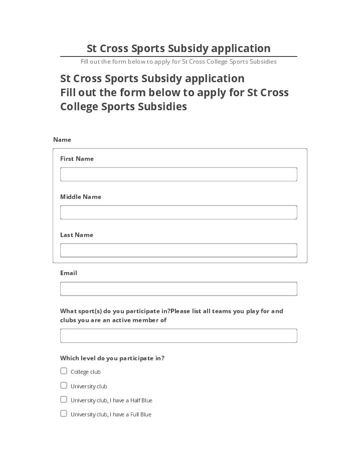 Extract St Cross Sports Subsidy application