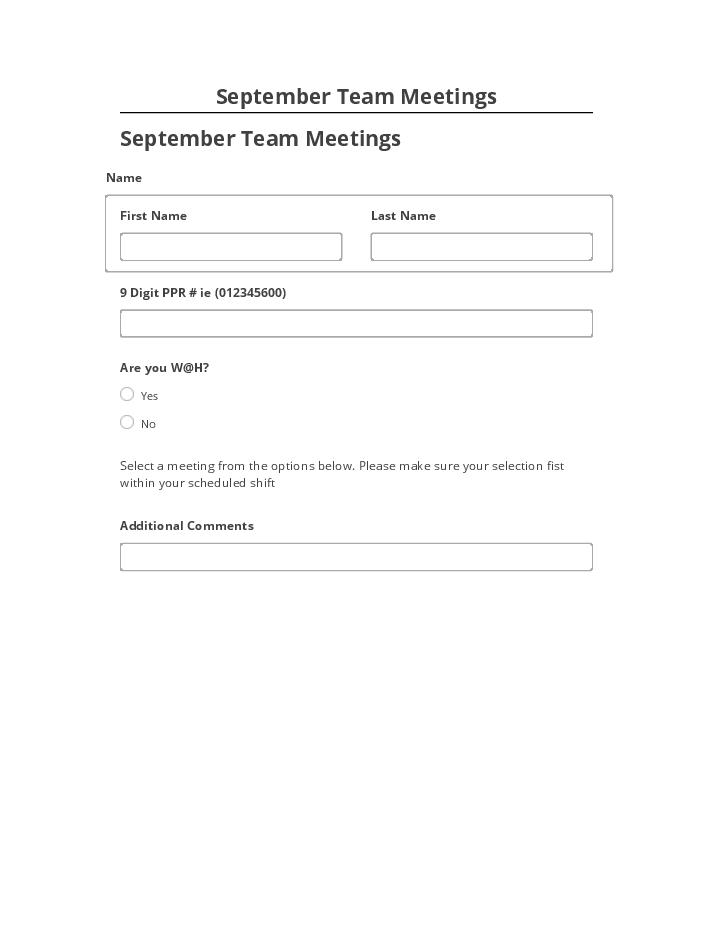 Arrange September Team Meetings in Salesforce