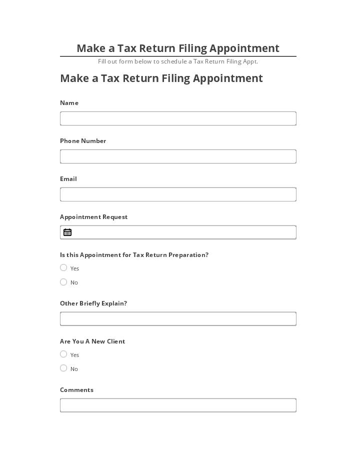 Automate Make a Tax Return Filing Appointment in Netsuite