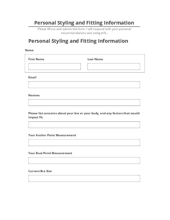 Pre-fill Personal Styling and Fitting Information