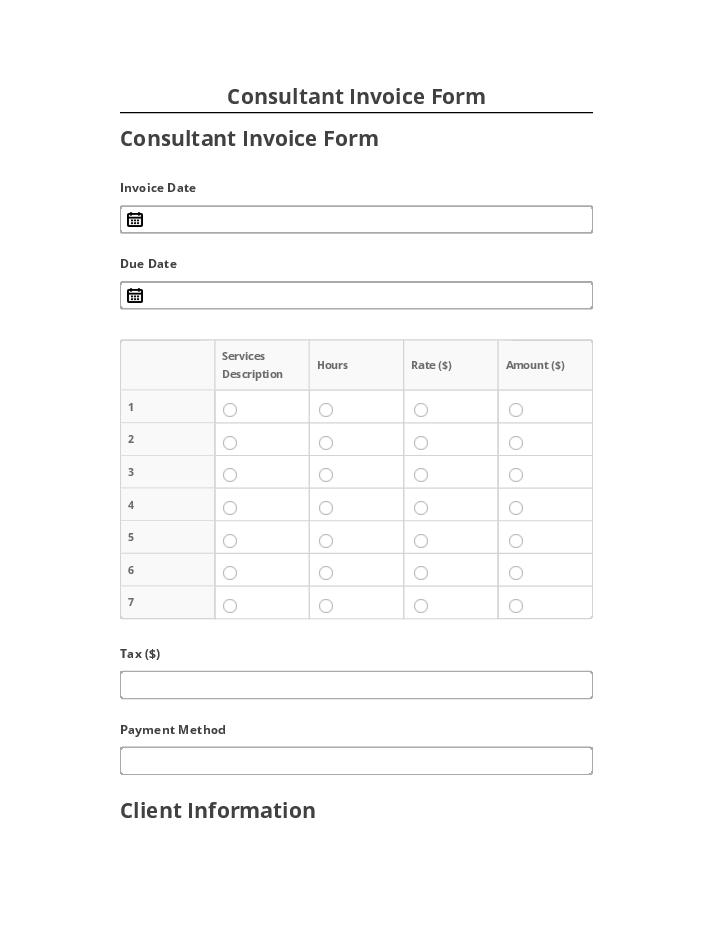 Pre-fill Consultant Invoice Form