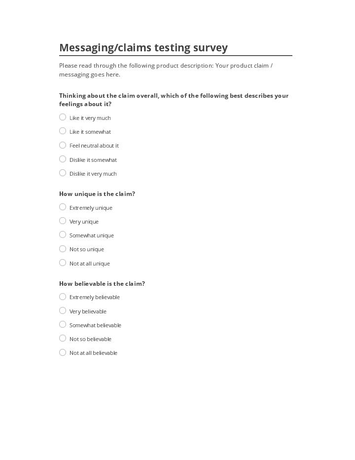 Arrange Messaging/claims testing survey in Salesforce