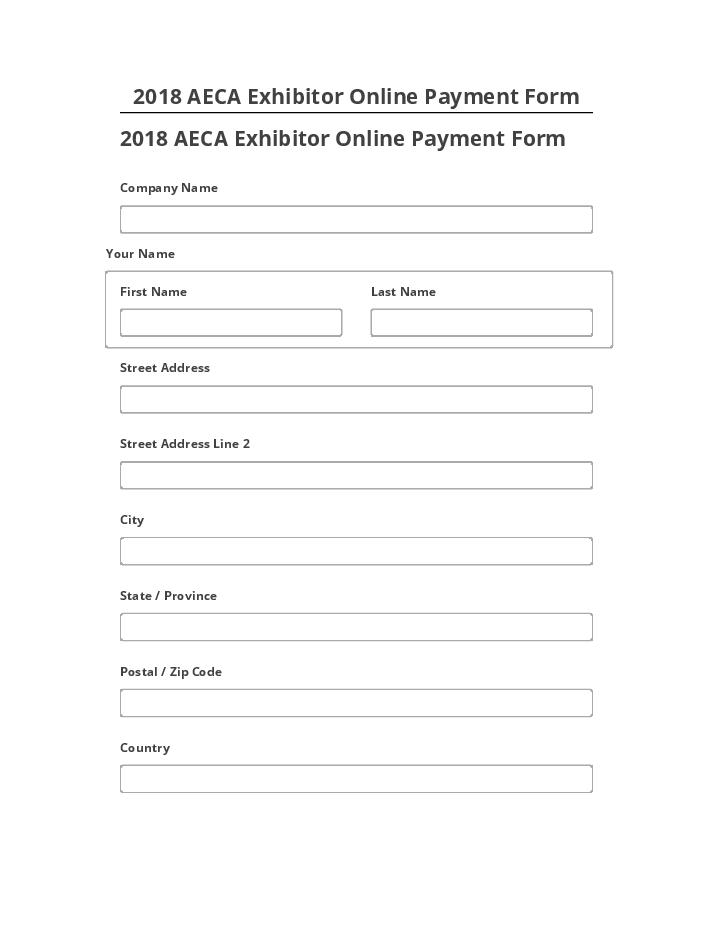 Pre-fill 2018 AECA Exhibitor Online Payment Form