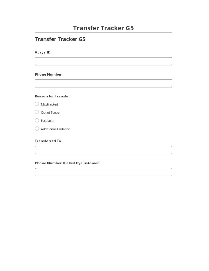 Pre-fill Transfer Tracker G5 from Netsuite