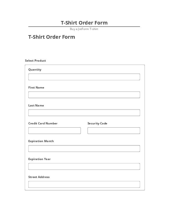 Automate T-Shirt Order Form
