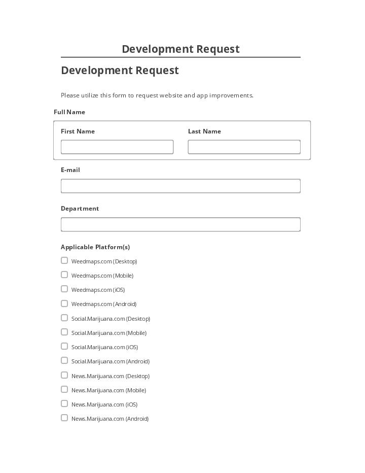 Incorporate Development Request in Salesforce