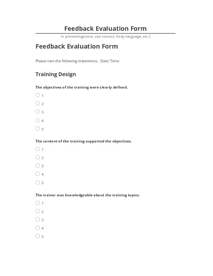 Incorporate Feedback Evaluation Form