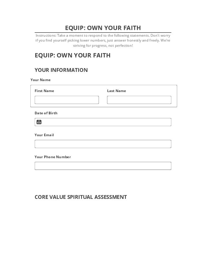 Pre-fill EQUIP: OWN YOUR FAITH from Netsuite