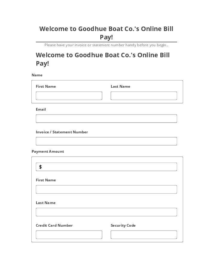 Pre-fill Welcome to Goodhue Boat Co.'s Online Bill Pay! from Netsuite