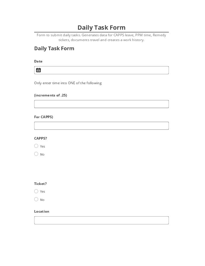 Export Daily Task Form to Microsoft Dynamics