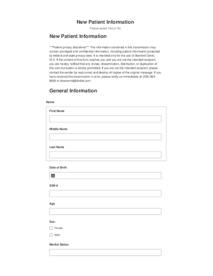 Pre-fill New Patient Information