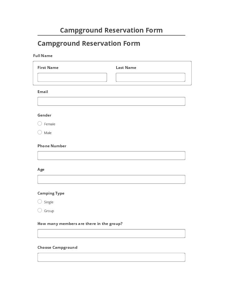 Arrange Campground Reservation Form in Salesforce