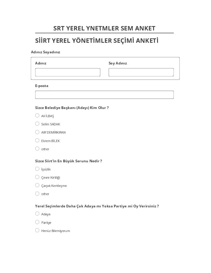 Arrange SRT YEREL YNETMLER SEM ANKET in Netsuite