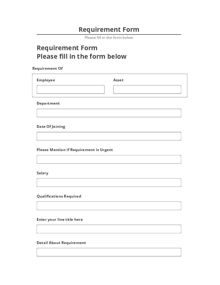 Incorporate Requirement Form in Salesforce