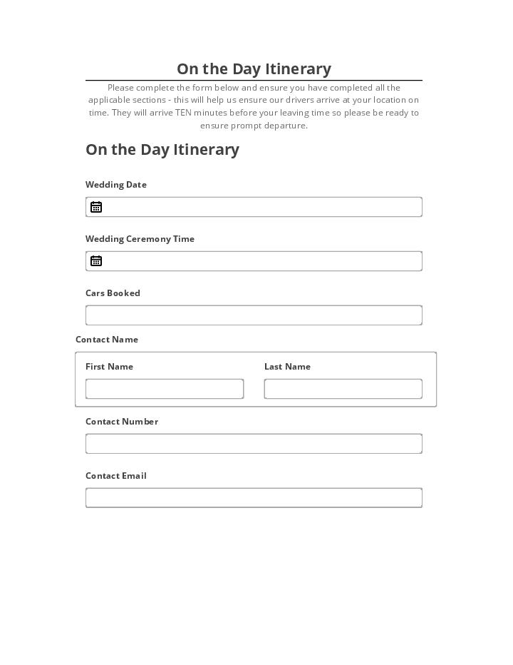 Integrate On the Day Itinerary with Salesforce