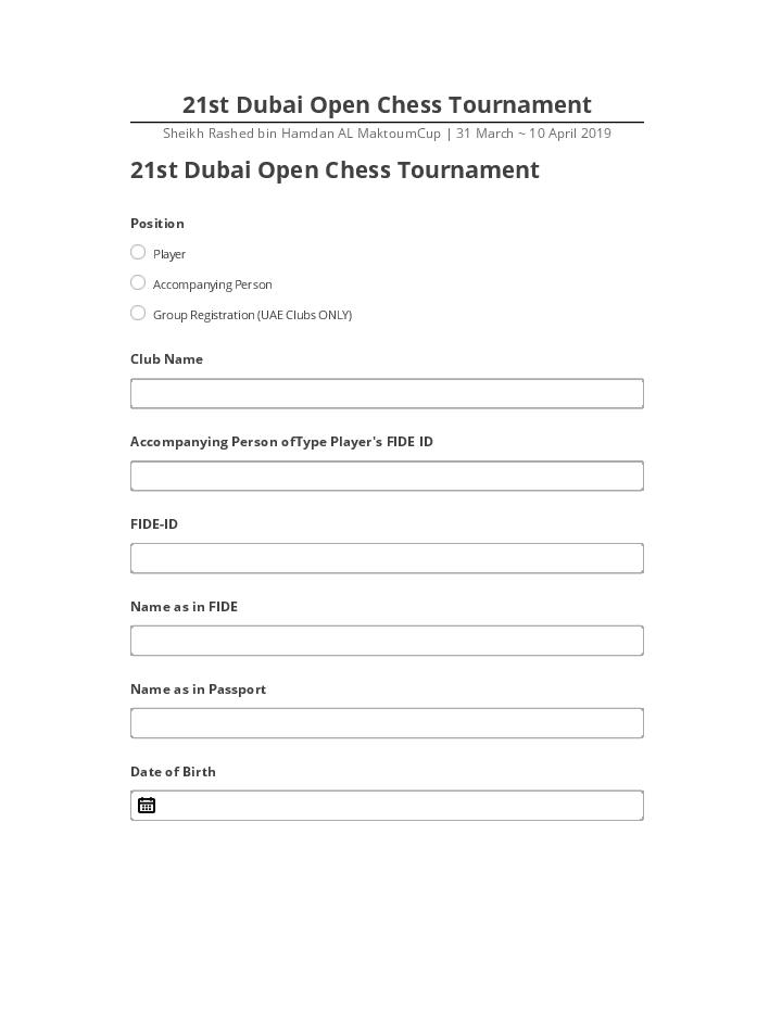 Arrange 21st Dubai Open Chess Tournament in Salesforce