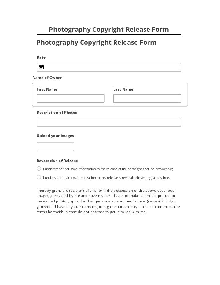 Export Photography Copyright Release Form to Salesforce