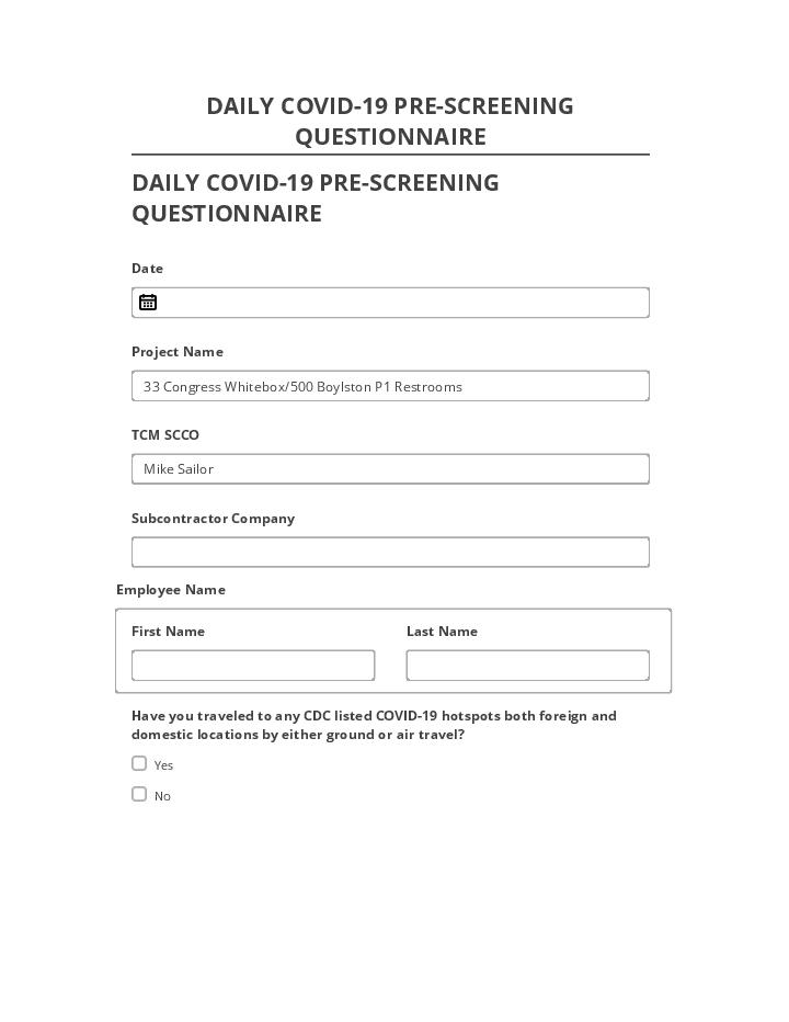 Synchronize DAILY COVID-19 PRE-SCREENING QUESTIONNAIRE
