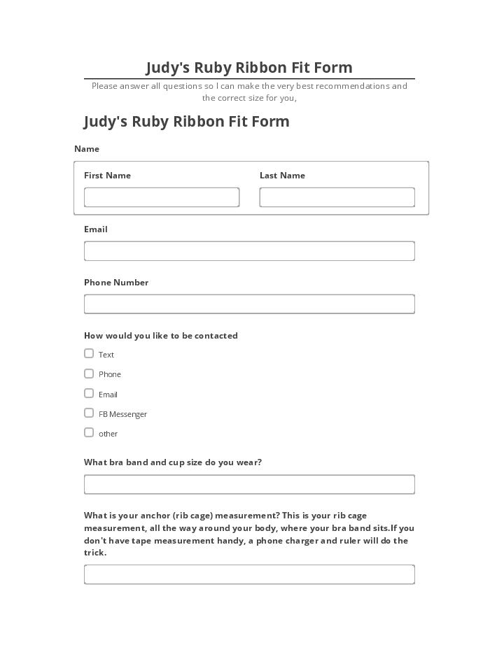 Update Judy's Ruby Ribbon Fit Form from Microsoft Dynamics