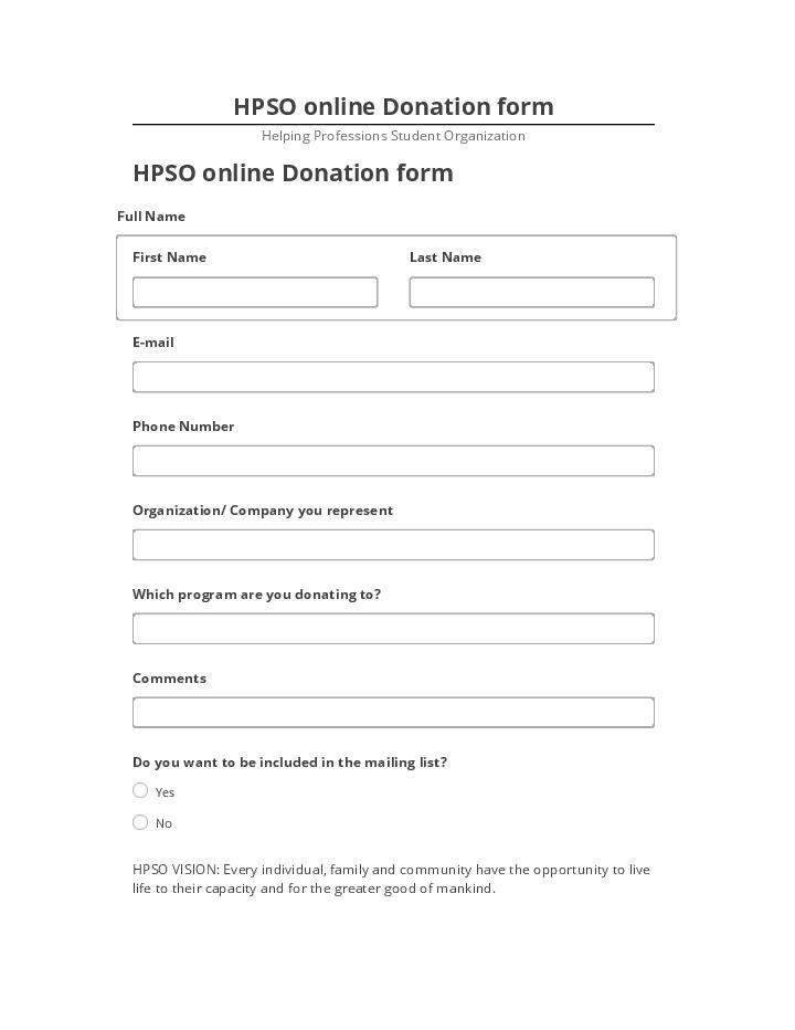 Pre-fill HPSO online Donation form