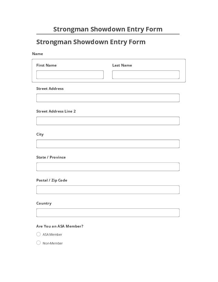 Arrange Strongman Showdown Entry Form in Salesforce