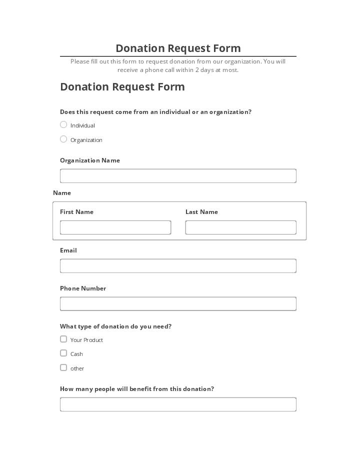 Pre-fill Donation Request Form