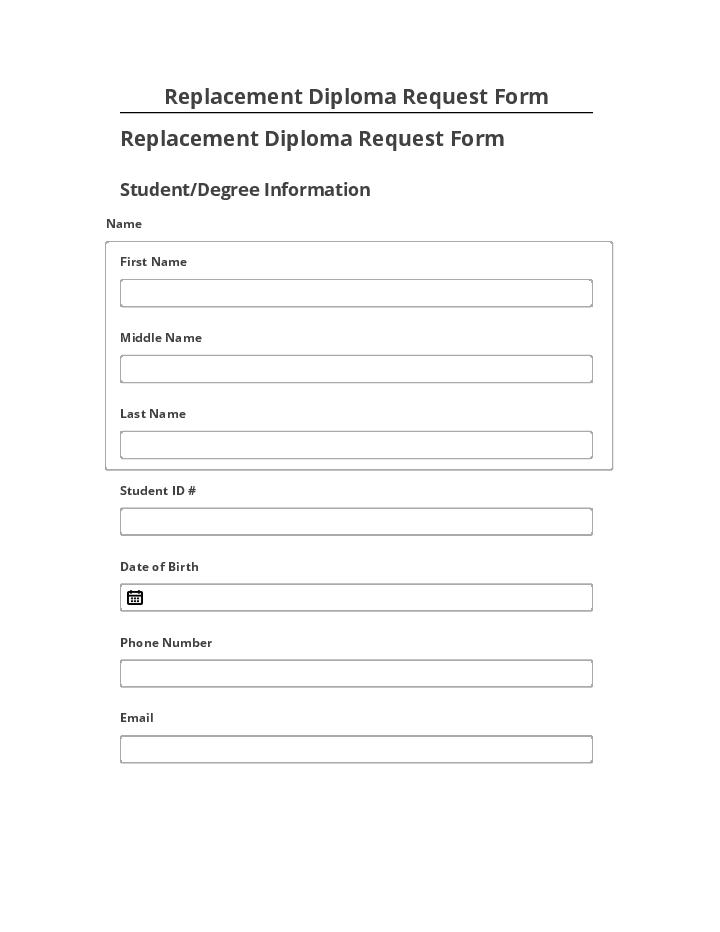 Extract Replacement Diploma Request Form from Microsoft Dynamics