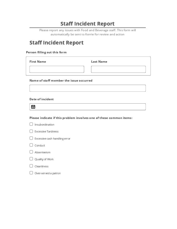 Update Staff Incident Report