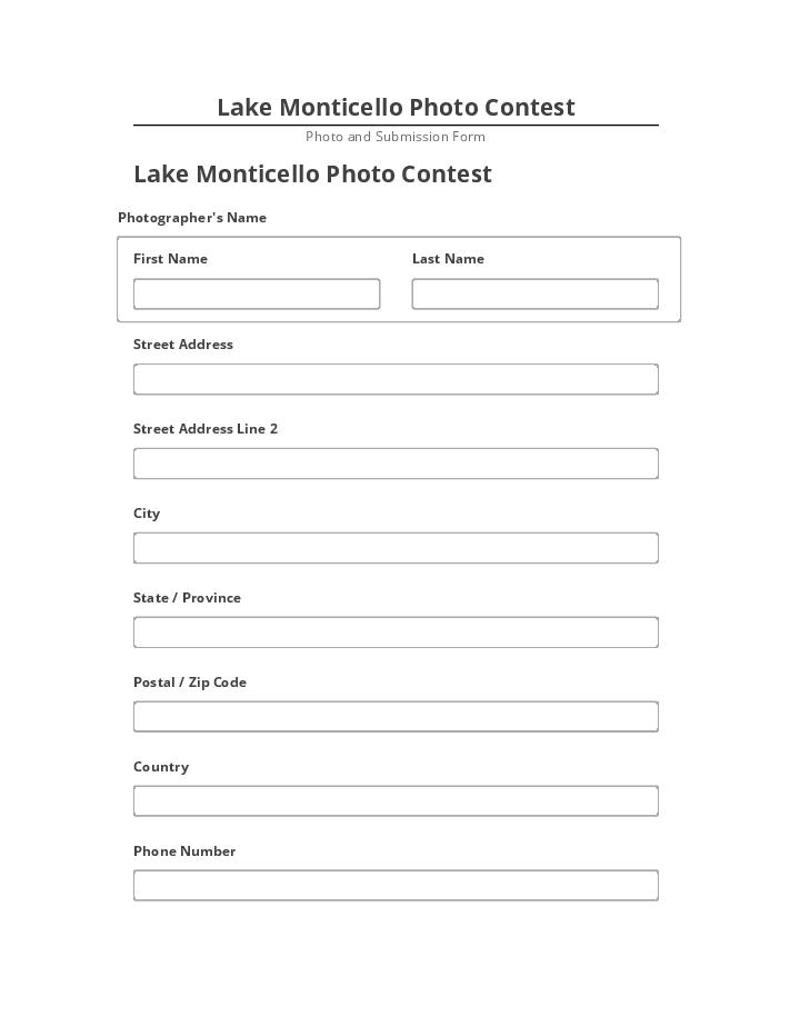 Pre-fill Lake Monticello Photo Contest from Netsuite