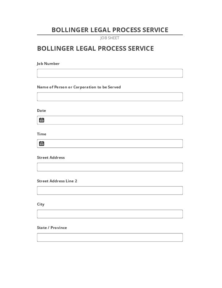 Update BOLLINGER LEGAL PROCESS SERVICE from Salesforce