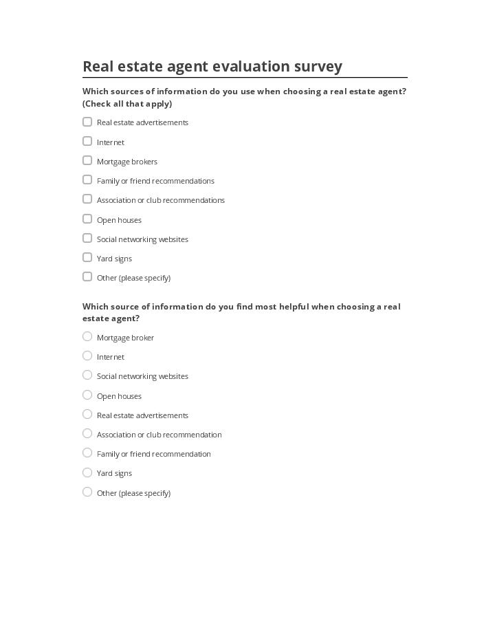 Arrange Real estate agent evaluation survey in Salesforce