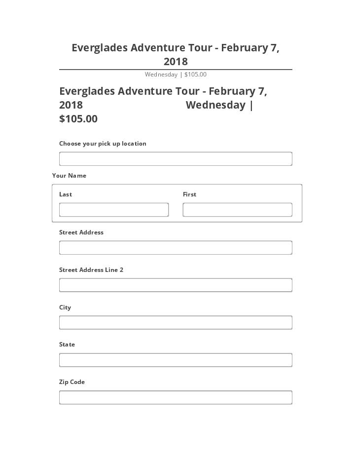 Pre-fill Everglades Adventure Tour - February 7, 2018 from Salesforce